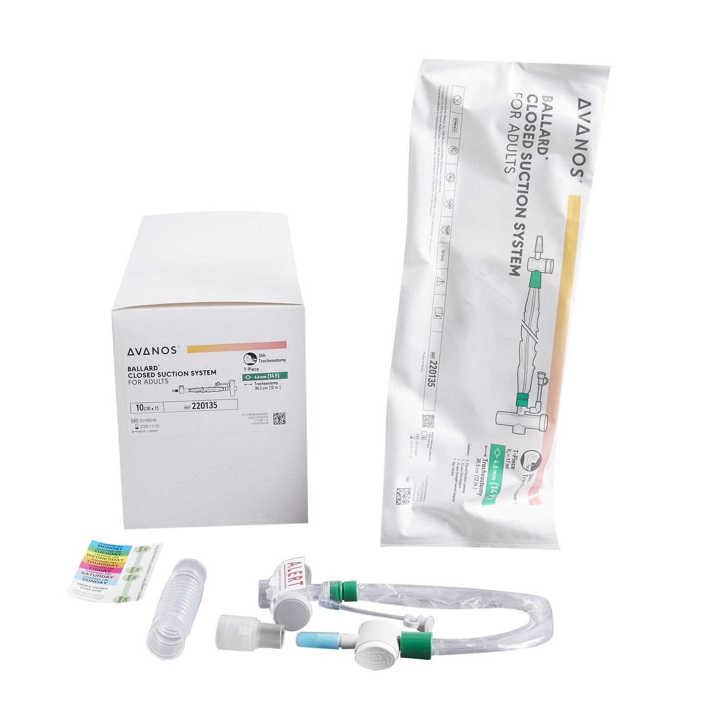 Closed Suction, 24Hr 14Fr, 20/CS T-Piece Tracheostomy